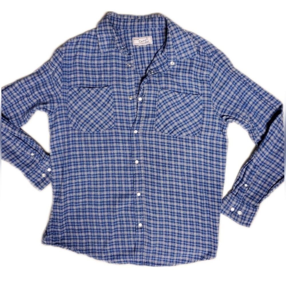 Vintage Habana plaid flannel Joe button down Large